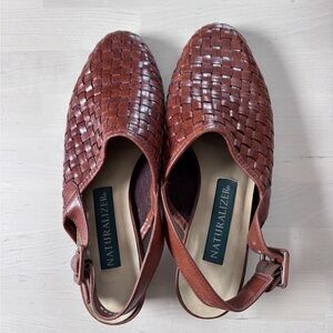 Naturalizer Women’s Brown Woven Sling-Back Loafers